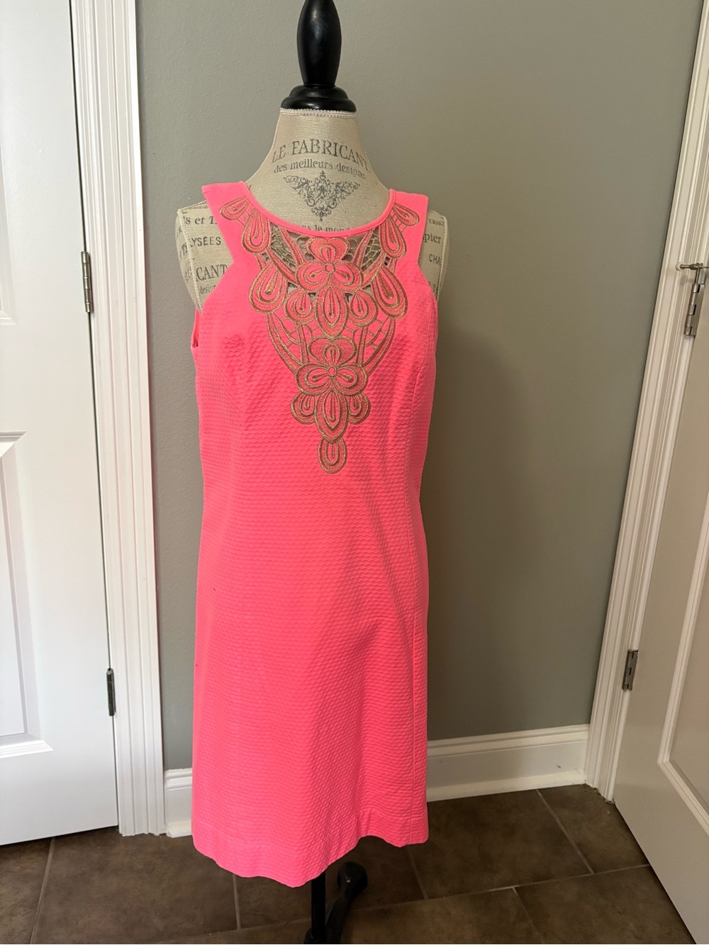 Lilly Pulitzer Neon Pink Sleeveless Embroidered Shift Dress